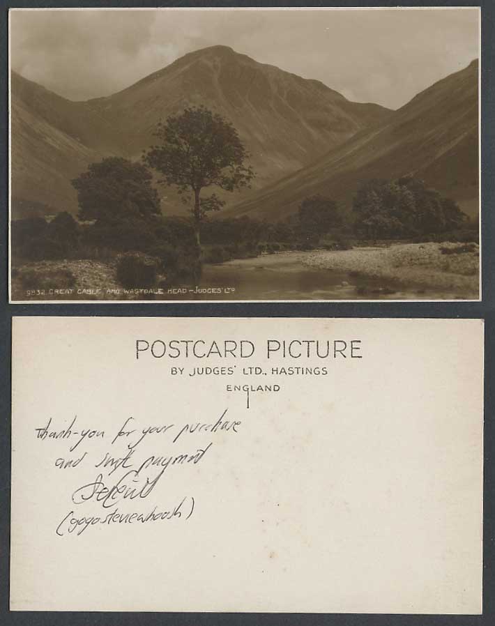 Cumbria, Great Gable & Wastdale WASDALE HEAD Old Real Photo Postcard Judges 9832
