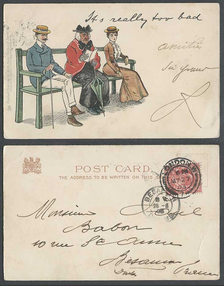 It's Really Too Bad. Tuck's Write Away 1903 Old U.B. Postcard Glamour Lady Woman