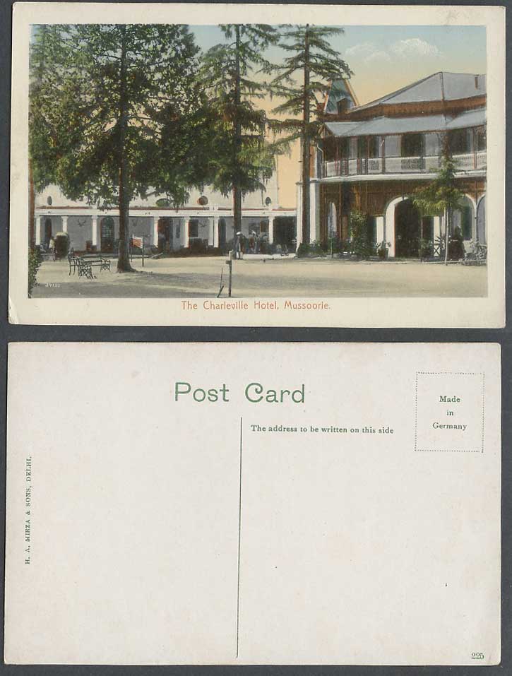 India Old Colour Postcard The Charleville Hotel Massoori MUSSOORIE HA Mirza Sons