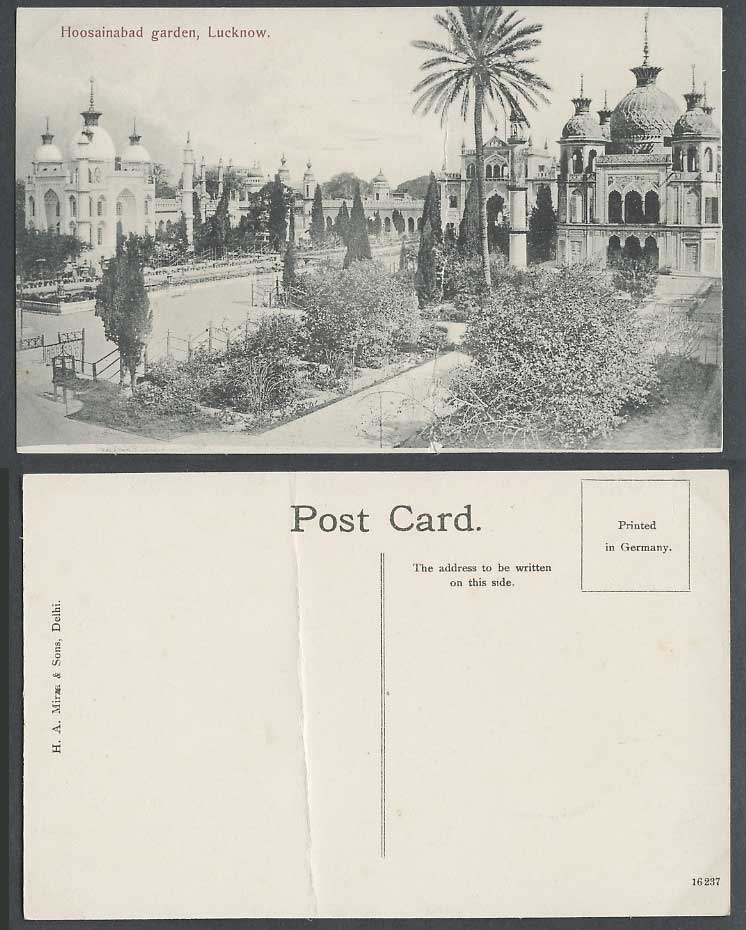 India Old Postcard Hoosainabad Garden, Palm Tree Lucknow Trees H.A. Mirza & Sons
