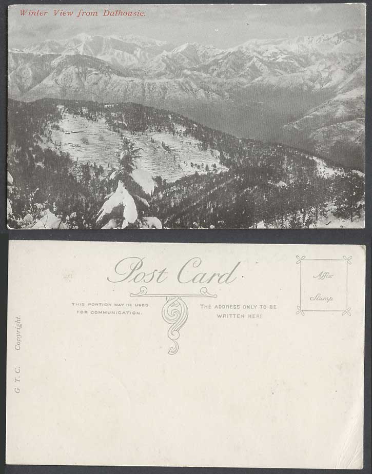 India Old Postcard Winter View from DALHOUSIE, Mountains Panorama & General View