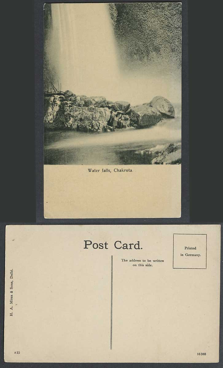 India Old Postcard CHAKROTA Water Falls Waterfall,s Rocks, H.A. Mirza & Sons z15