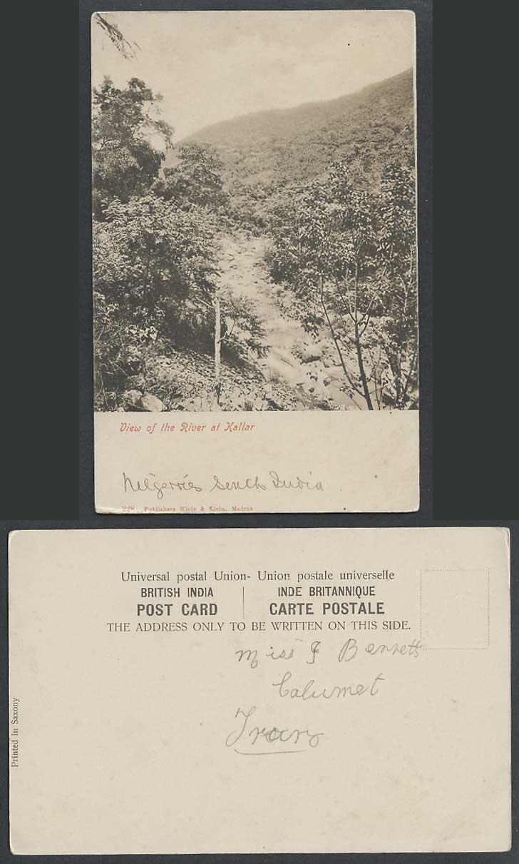 India Old Postcard View of the River at Kallar Mountain Wiele & Klein Madras 228
