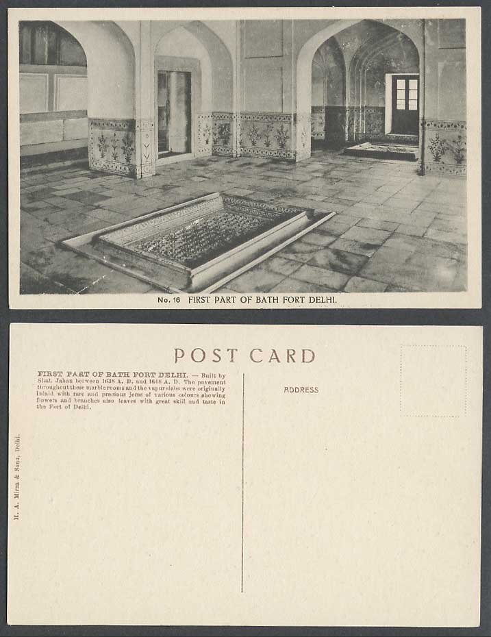 India Old Postcard 1st First Part of King's Bath Fort Delhi, Built by Shah Jahan