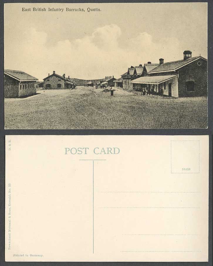 India Old Postcard East British Infantry Barracks QUETTA Military Barrack Street
