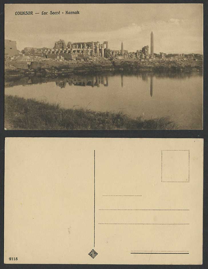 Egypt Old Postcard KARNAK Sacred Lake Obelisque Obelisk, Luxor Louksor Lac Sacre
