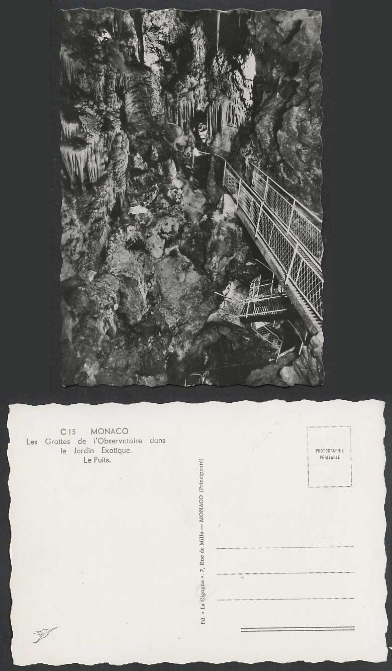 Monaco Old RP Postcard Caves of Observatory Exotic Garden Grottes l'Observatoire
