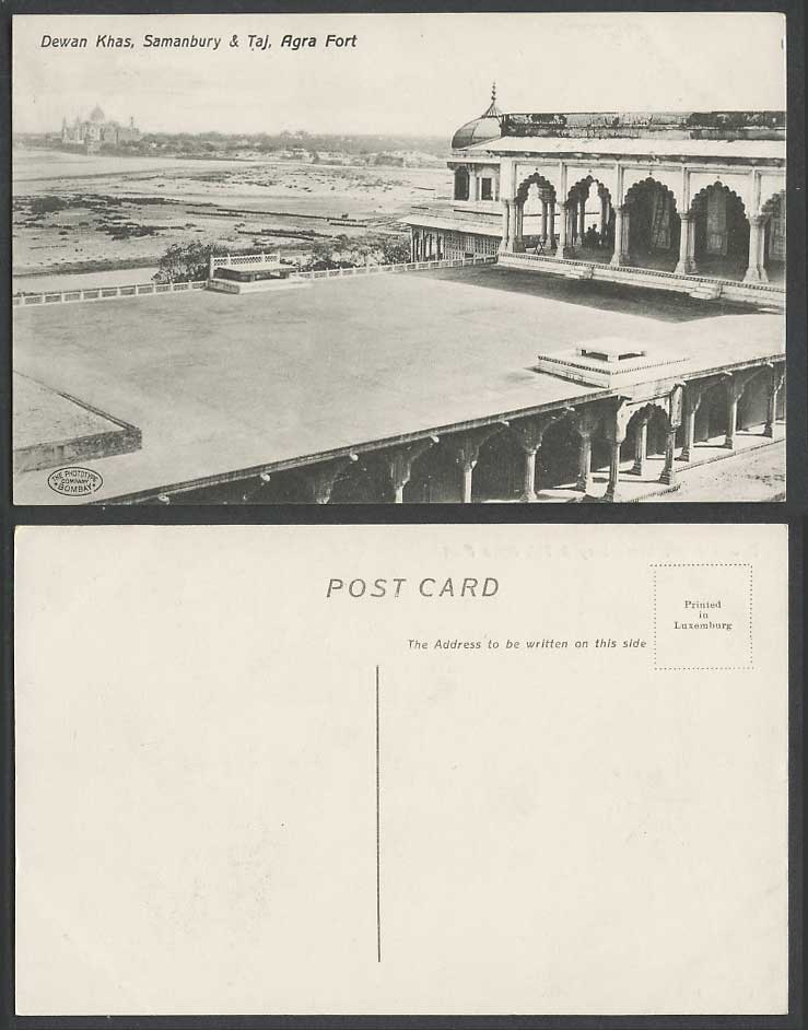 India Old Postcard Dewan Khas Samanbury & Taj Mahal Agra Fort Fortress, Panorama