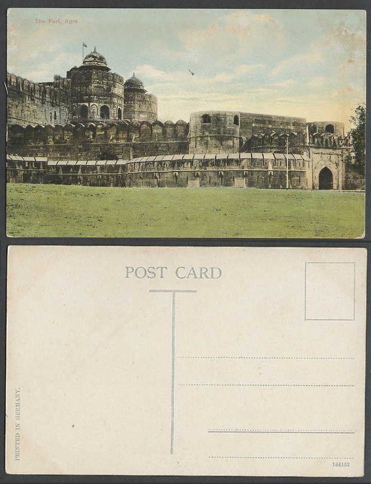 India Old Colour Postcard The Fort, Agra, Fortress Wall and Entrance Gate 184152