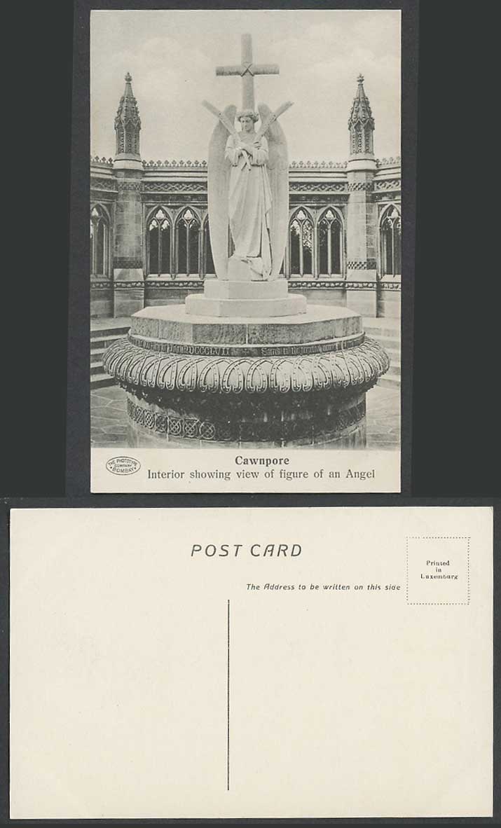 India Old Postcard Memorial Well, Interior showing Figure of an ANGEL, Cawnpore