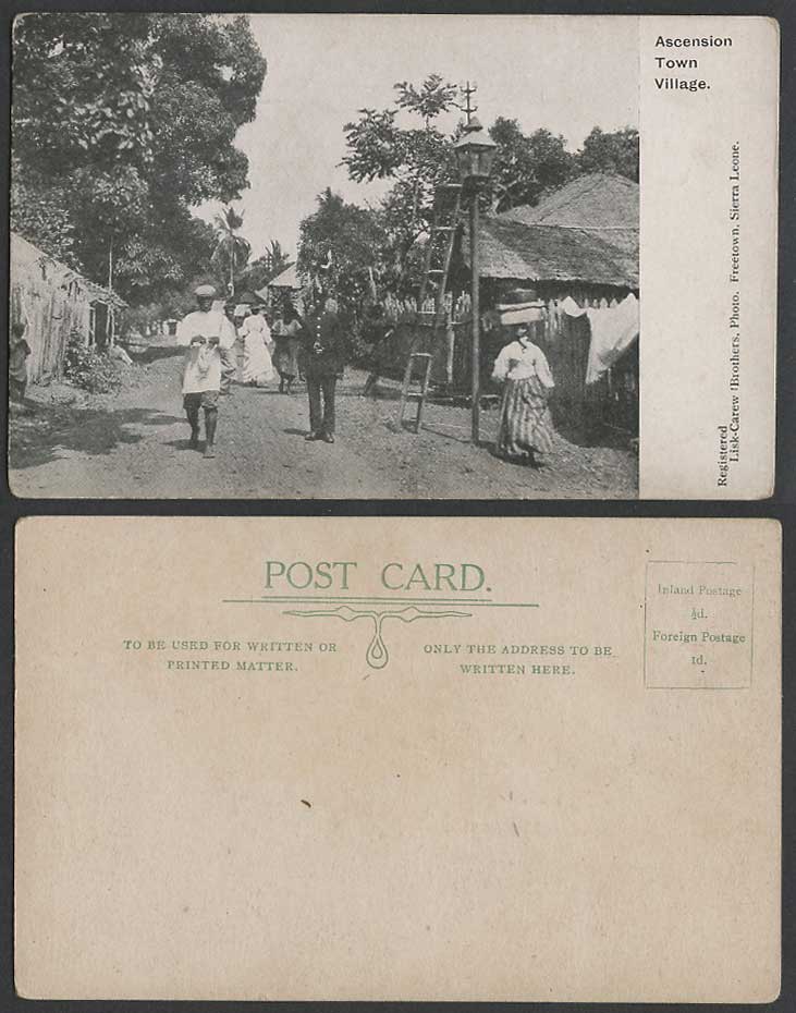 Sierra Leone Old Postcard Ascension Town Village, Street Scene, Police Policeman