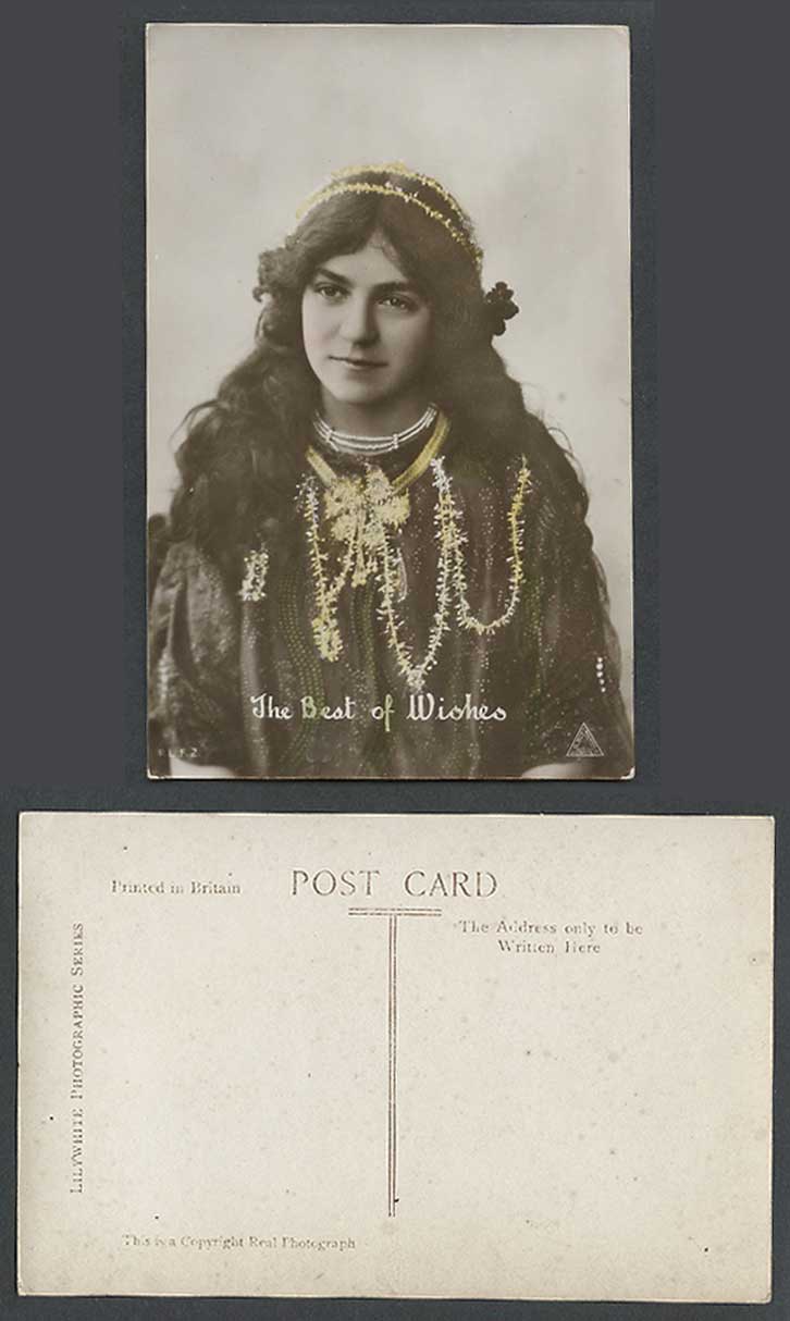 Glamour Lady Glamorous Woman The Best of Wishes Old Real Photo Postcard Greeting
