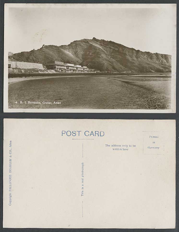 Aden B.I. Barracks Crater Old Real Photo Postcard Panorama General View Mountain