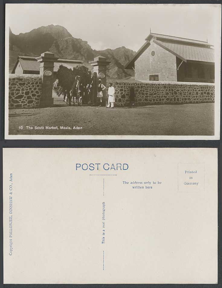 Aden The Scott Market Maala Camel & Men at Entrance Gate Old Real Photo Postcard
