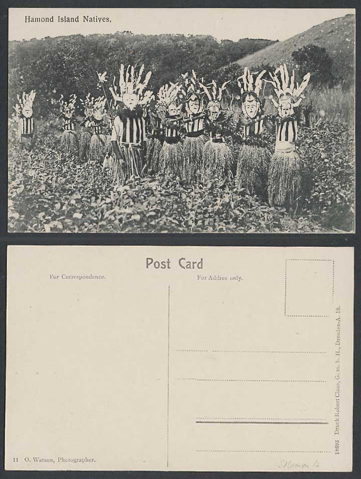 Australia, Hammond Hamond Island Natives, Face Masks, Costumes QLD. Old Postcard