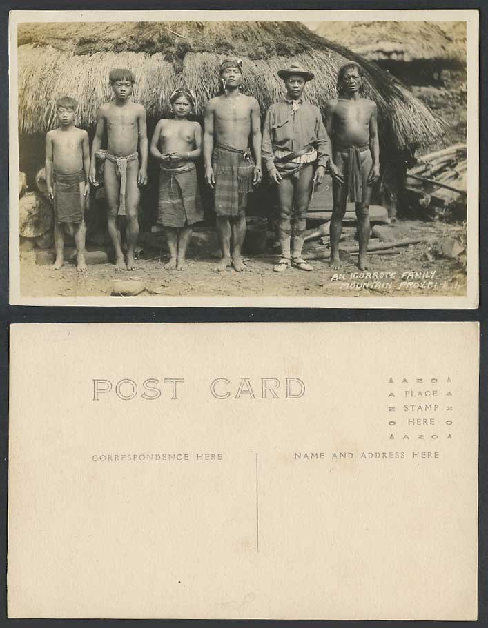 Philippines Old Real Photo Postcard An Igorrote Family, Mountain Province Igorot