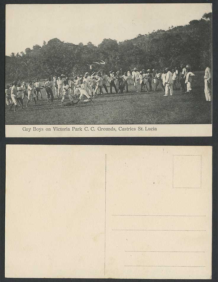 St. Lucia Castries, Gay Boys on Victoria Park C.C. Grounds, Cricket Old Postcard