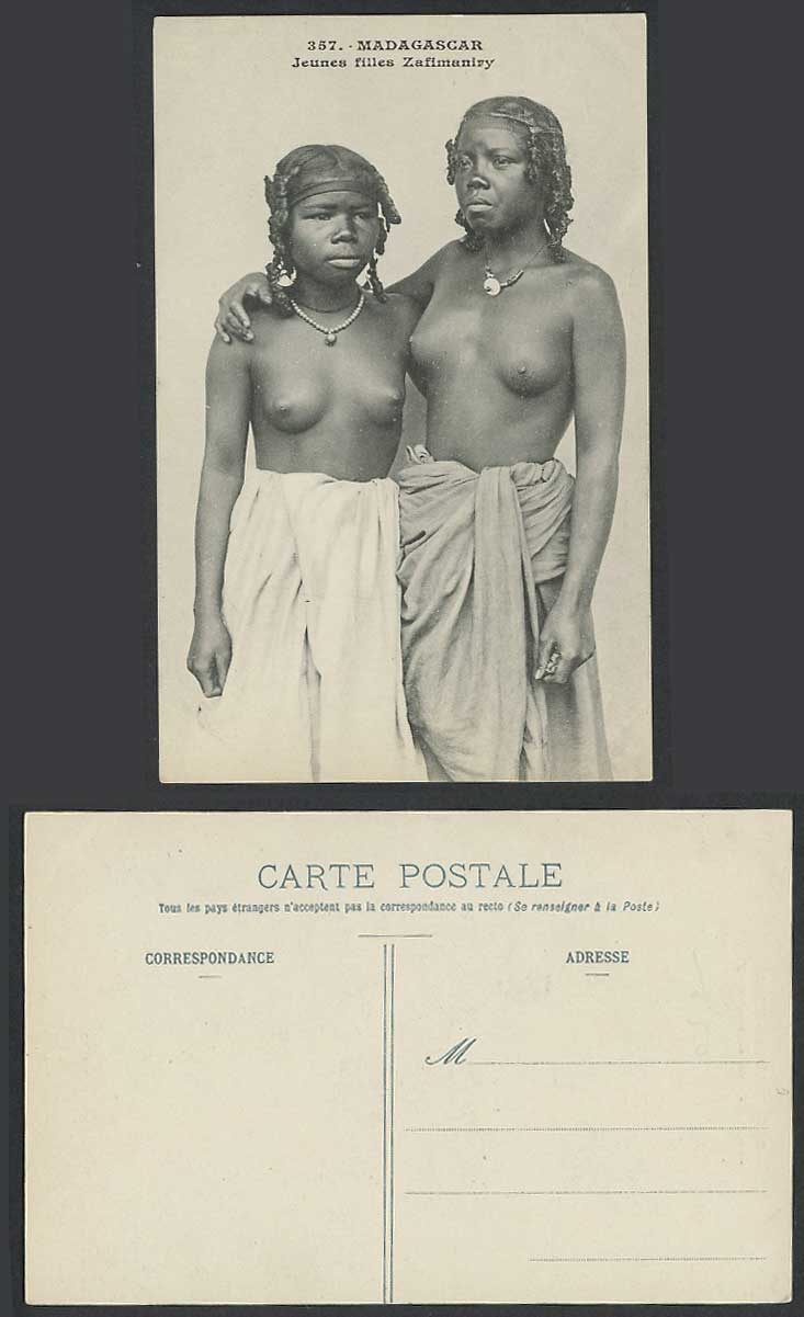 Madagascar Old Postcard Jeunes filles Zafimaniry, Native Young Girls Black Women