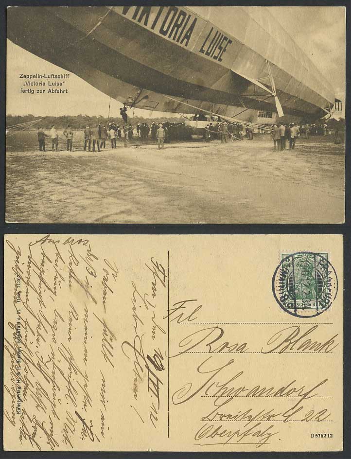 German Zeppelin Viktoria Victoria Luise Airship Ready - Depart 1912 Old Postcard