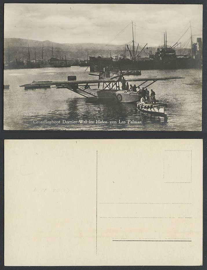 Big Flying Boat Grossflugboot Dornier-Wal, Las Palmas Harbour Spain Old Postcard