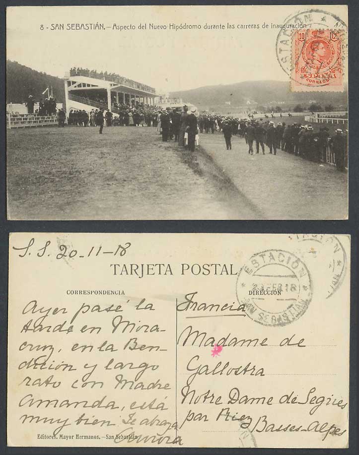 Spain 1918 Old Postcard San Sebastian, Hippodrome Inauguration Horse Race Course