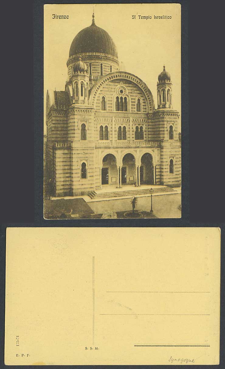 Italy Firenze Florence Old Postcard Great Synagogue, Tempio Israelitico Maggiore