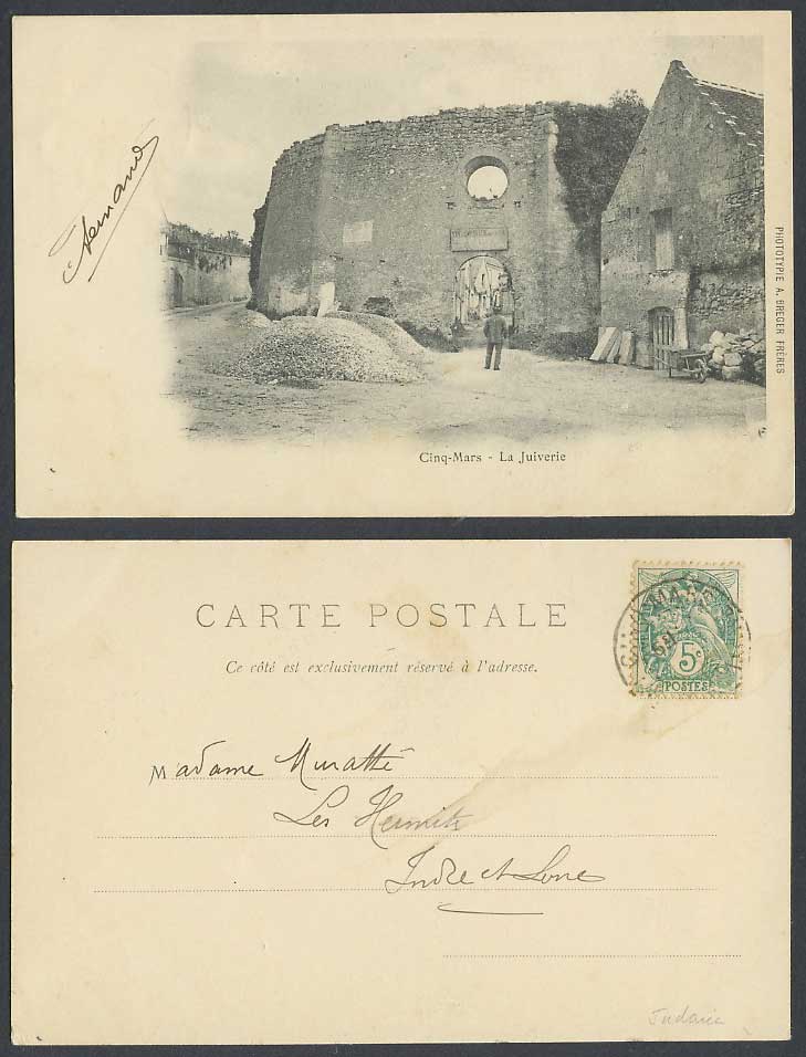 France Cinq-Mars La Juiverie, Jewish Quarter Wall Indre-et-Loire Old UB Postcard