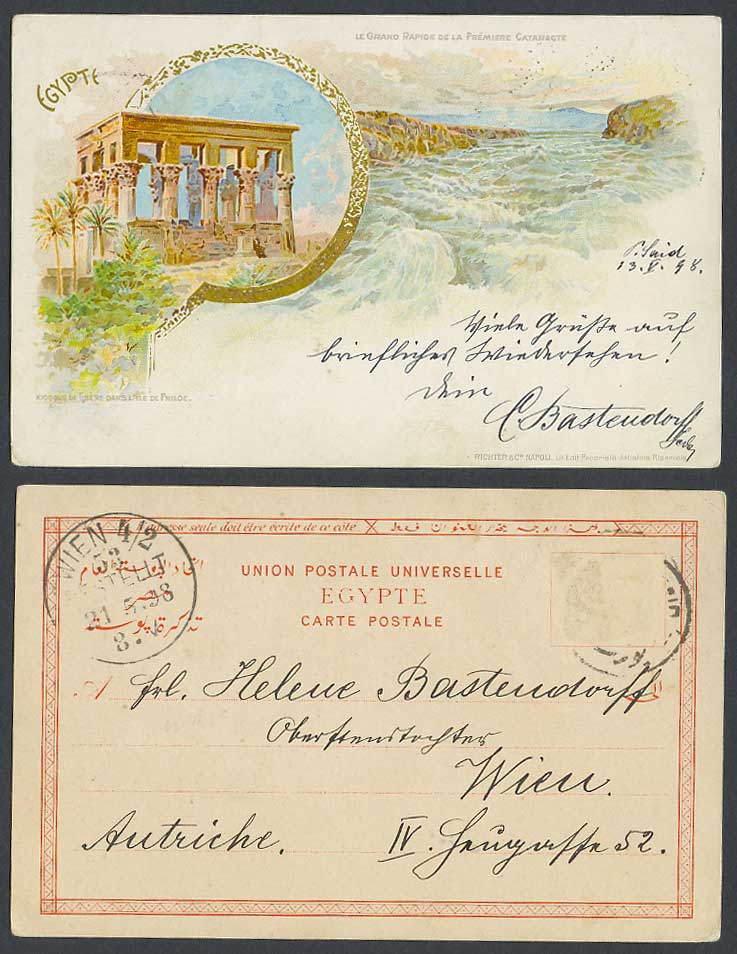 Egypt 1898 Old UB Postcard Philae Island Kiosk Tibere Rapid River First Cataract