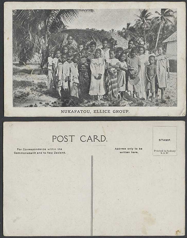Ellice Islands, Tuvalu Old Postcard Nukafatou, Ellice Group Native Children Boys