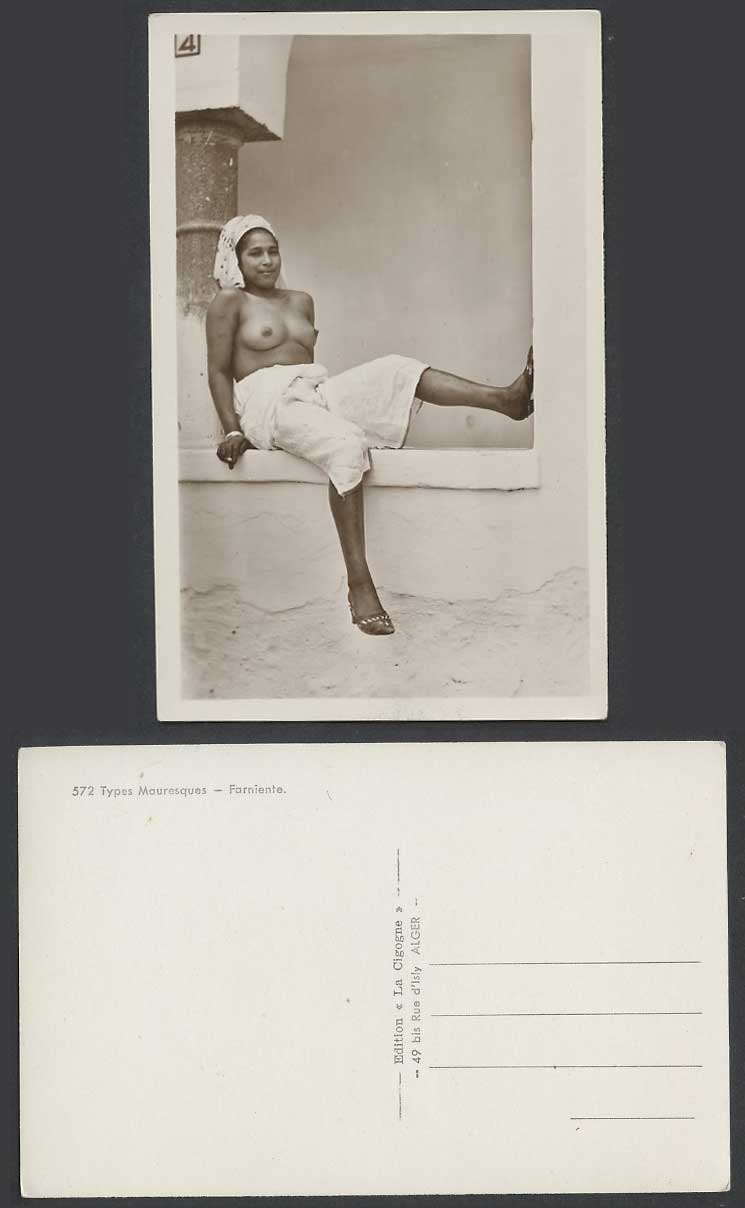 Moorish Girl Woman, Slippers, Mauresques Types Farniente Old Real Photo Postcard
