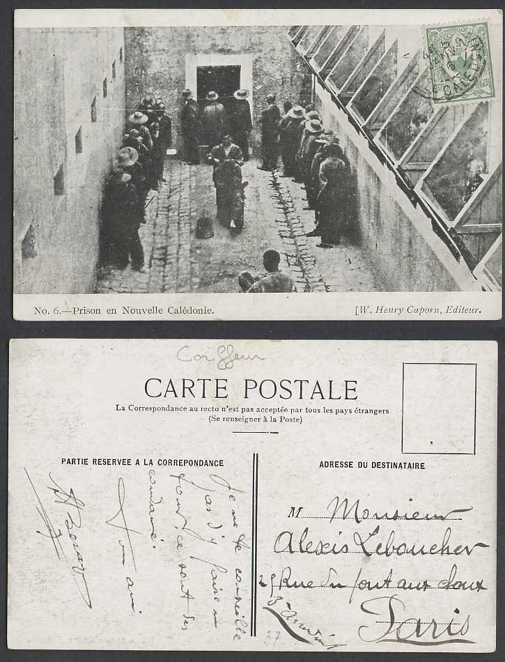 New Caledonia 5c. 1916 Old Postcard Prison en Nouvelle Caledonie, Prisoners Jail