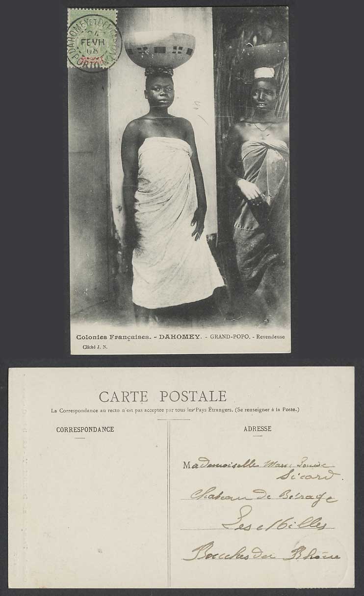 Dahomey 5c 1908 Old Postcard Grand-Popo, Revendeuse, Retailer Native Black Women