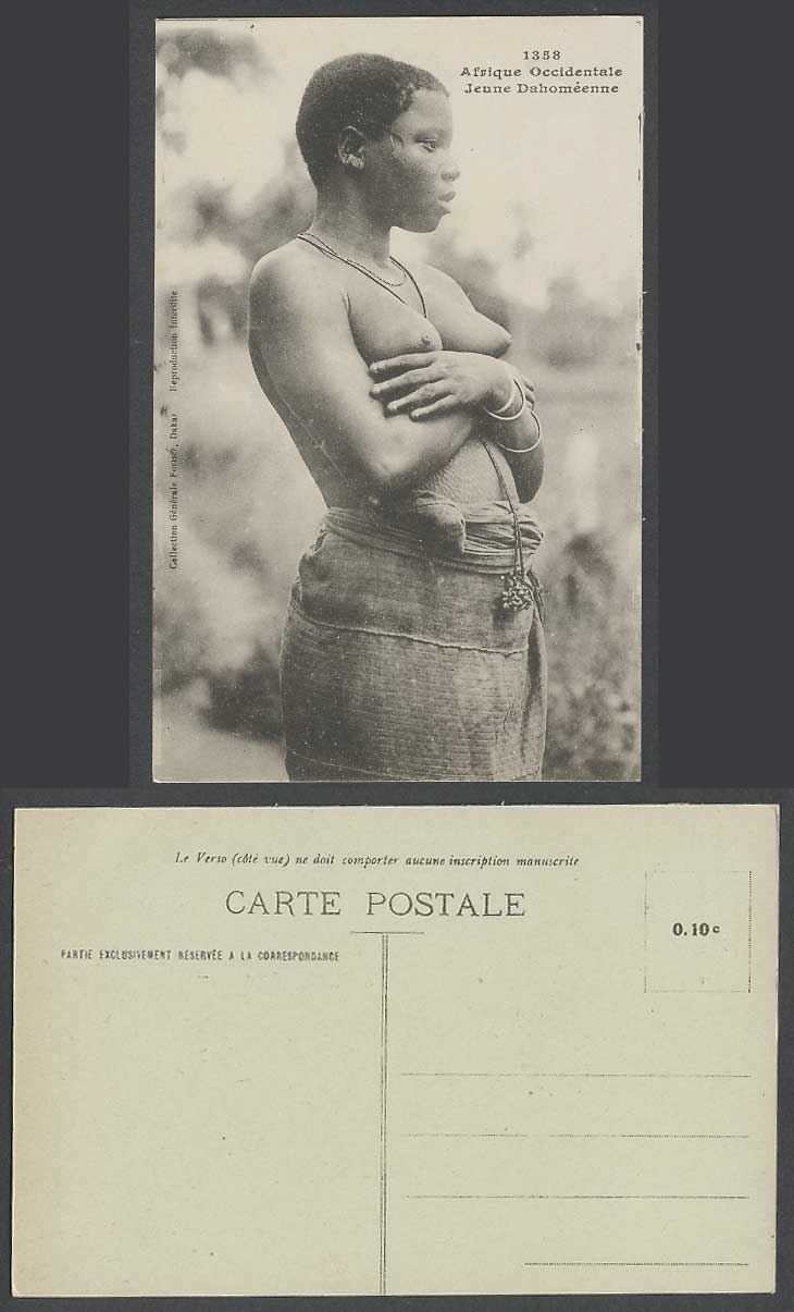 Dahomey Old Postcard Jeune Dahomeenne Native Dahomean Black Girl & Scarification