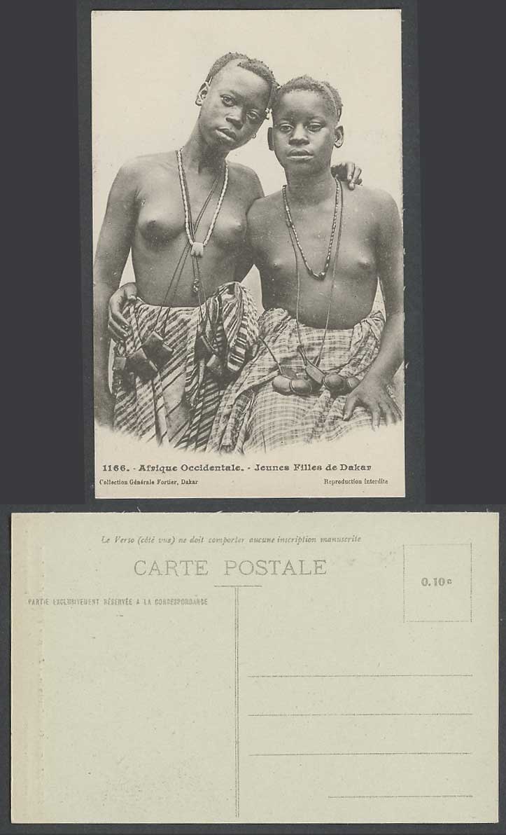 Senegal West Africa Old Postcard Jeunes Filles de Dakar Native Black Young Girls