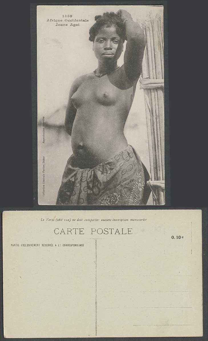 Ivory Coast Old Postcard Jeune Agni, Native Anyi Young Woman Girl Akan W. Africa