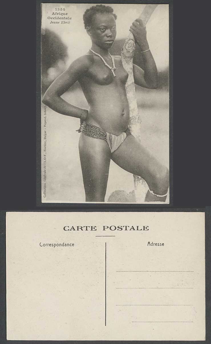 West Africa Old Postcard Jeune Ebrie Tchaman Native Young Woman Girl Ivory Coast