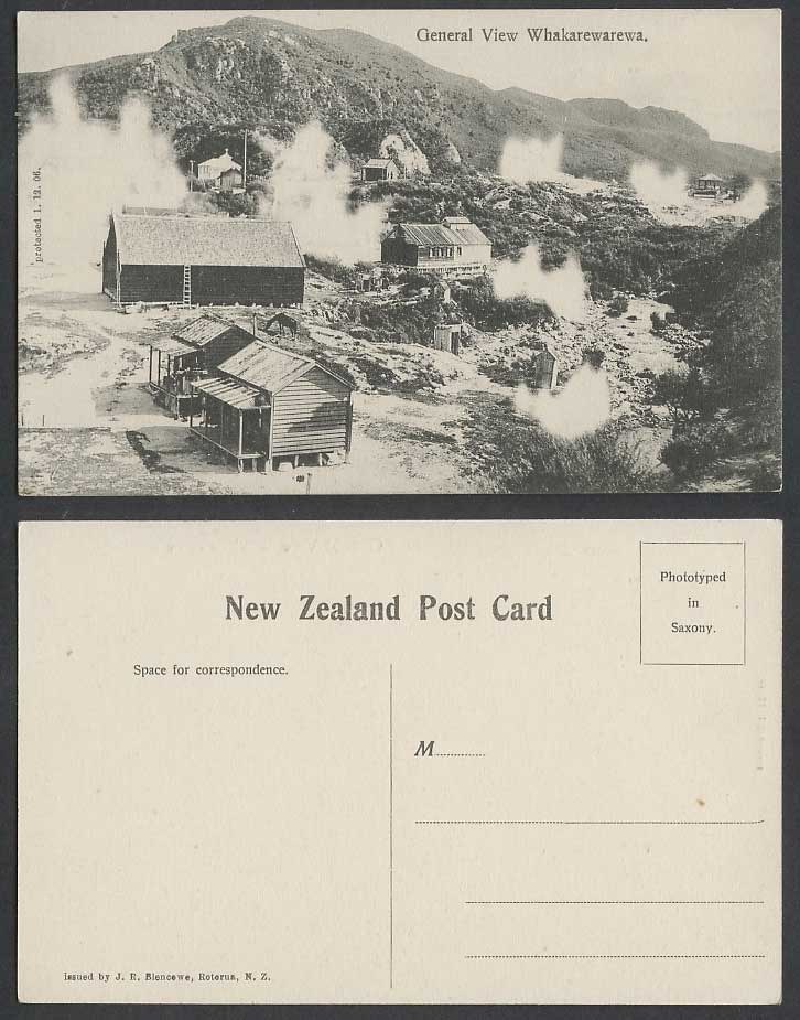 New Zealand Old Postcard Whakarewarewa General View, Taupo Volcanic Zone Rotorua