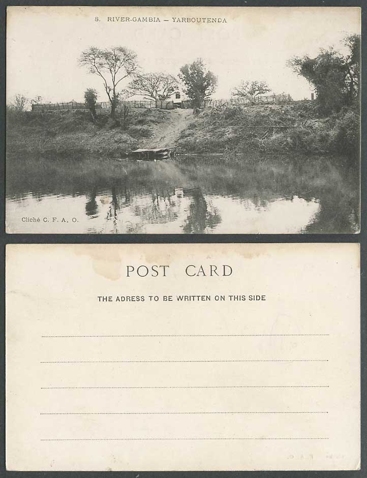 River Gambia River Scene Yarbutenda Gambie Old Undivided Back Postcard 8 C.F.A.O