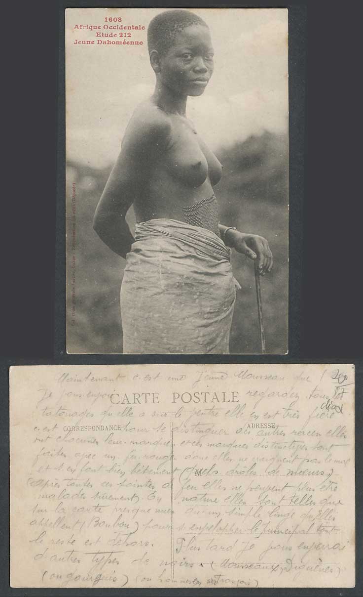 Dahomey Old Postcard Young Dahomean Native Black Woman Lady, Belly Scarification