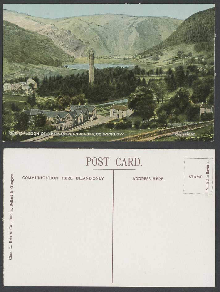 Ireland Old Colour Postcard Glendalough or The Seven Churches Co. Wicklow, Tower