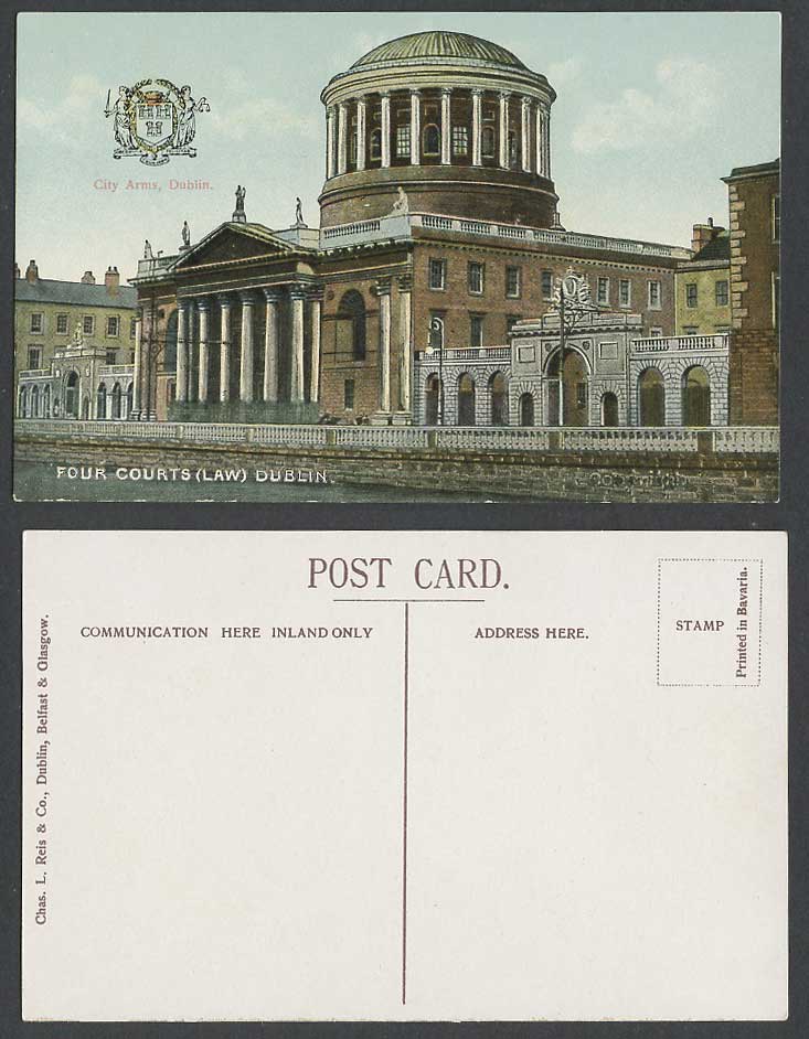 Ireland Old Colour Postcard 4 Four Courts, Law Court of Justice Dublin City Arms