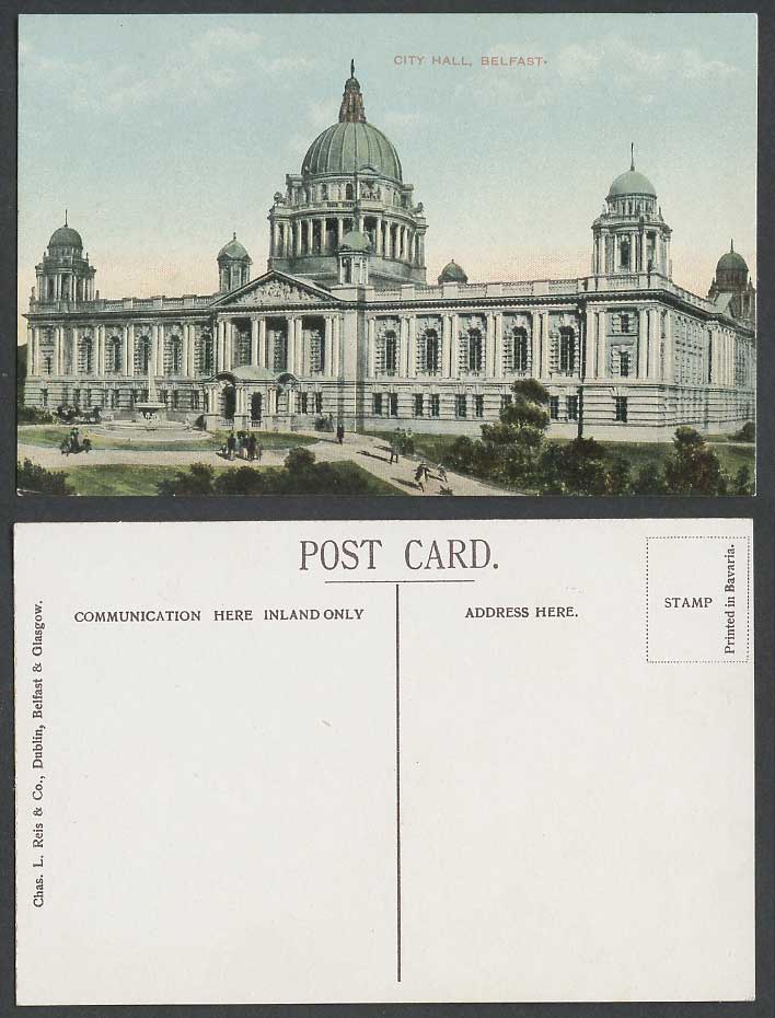 Northern Ireland Old Colour Postcard City Hall Belfast Co Antrim Fountain Garden