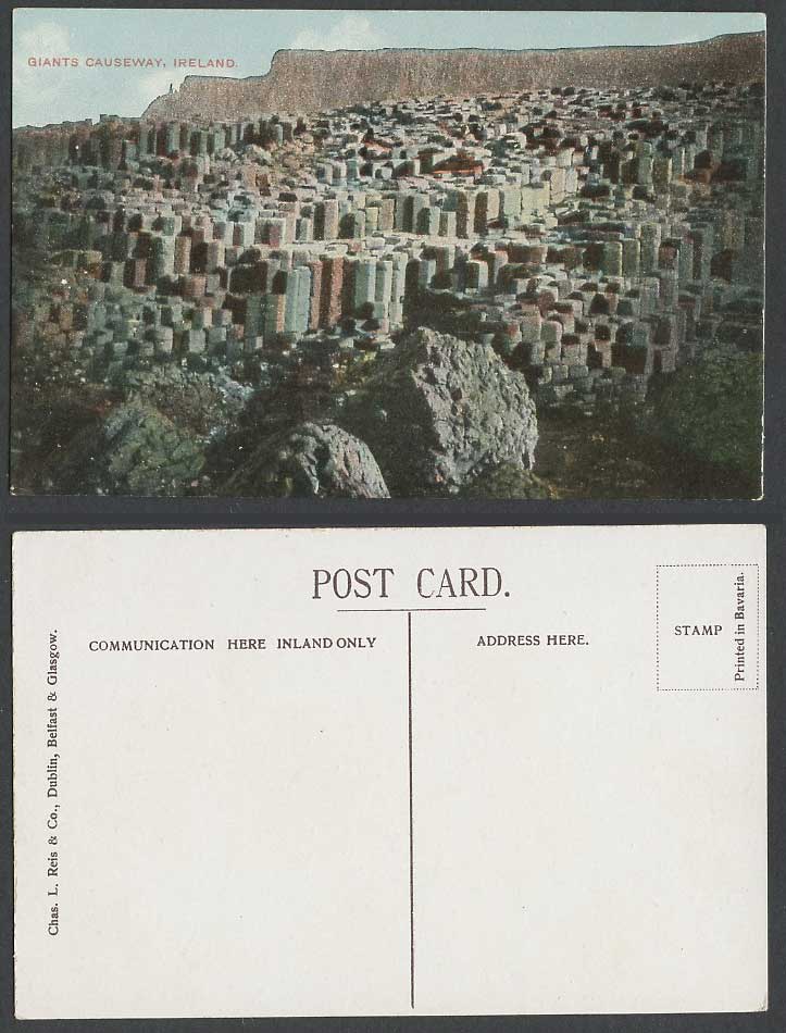 Northern Ireland Old Colour Postcard Giant's Causeway Rocks Co. Antrim Chas L. R