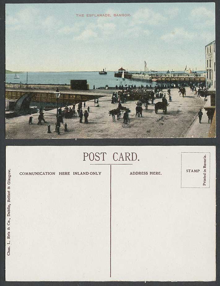 Northern Ireland Old Postcard Bangor The Esplanade Pier Street Boats County Down