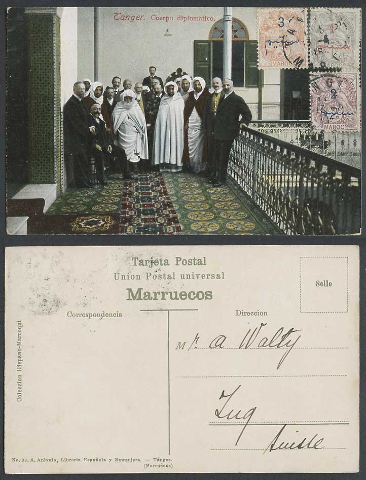Morocco Tanger, Cuerpo Diplomatico Diplomatic Corps Diplomates 1915 Old Postcard