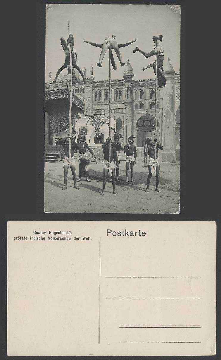 India Old Postcard Gustav Hagenbeck's Indien Circus Acrobats Indian Völkerschaue