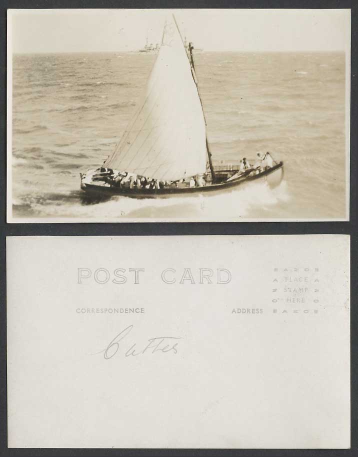 Sailing Vessel Boat, Buttes, Warship Battleship Military Old Real Photo Postcard