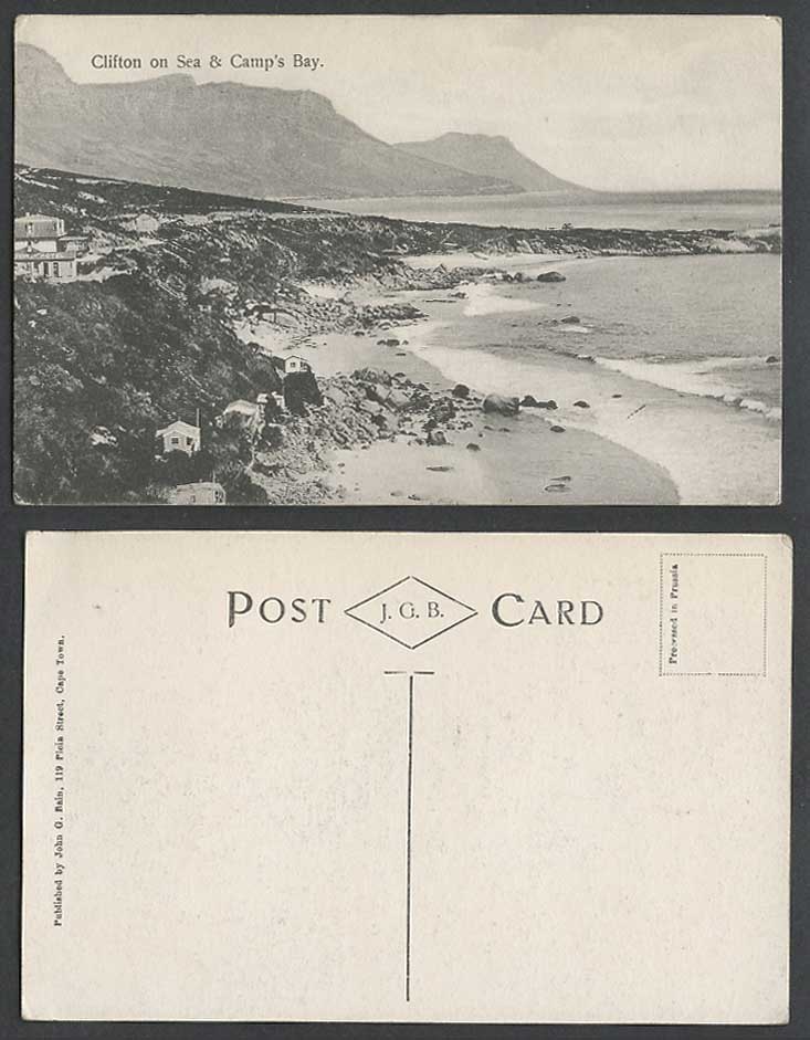 South Africa Old Postcard Clifton on Sea & Camp's Bay Mountains Seaside Panorama