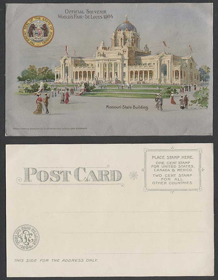 St. Louis 1904 World's Fair Missouri State Building H Wunderlich Old UB Postcard