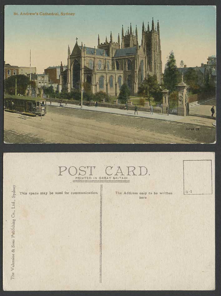 Australia Old Postcard Sydney, St. Andrew's Cathedral, TRAM Tramway Street Scene